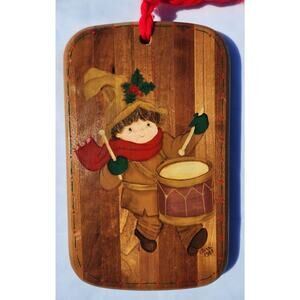Little Drummer Boy Christmas Vintage Handpainted Wood Cutting Board Decor